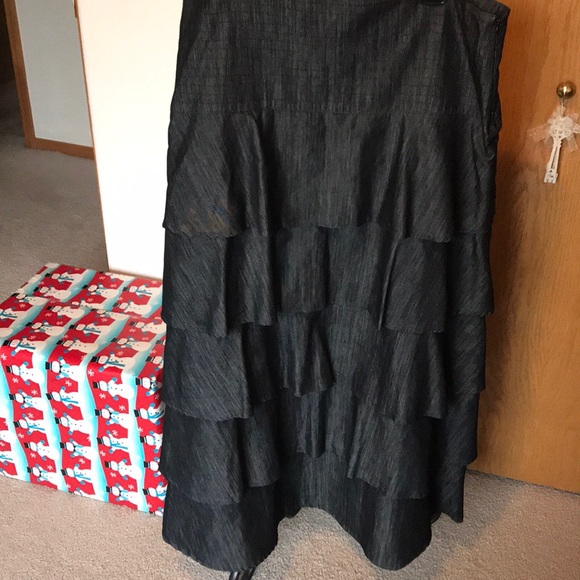 Jade Mackenzie Dresses & Skirts - Jade Mackenzie Denim Jean Ruffle Long Skirt-NEW!